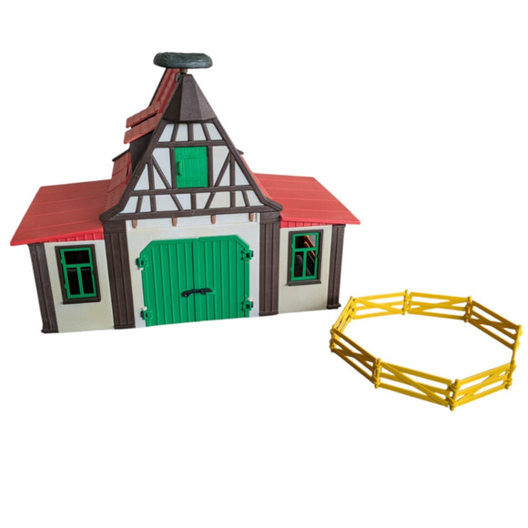 Playmobil 3716 Farm Farmhouse German Barn Incomplete with Fence Barn Doors
